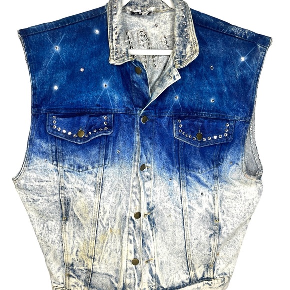 Jean Vest Atlantic City Airbrush Colorful Gambling Size XL - Picture 3 of 16